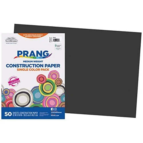 Papel de construcción Prang (anteriormente SunWorks) negro 12 x 18 50 hojas