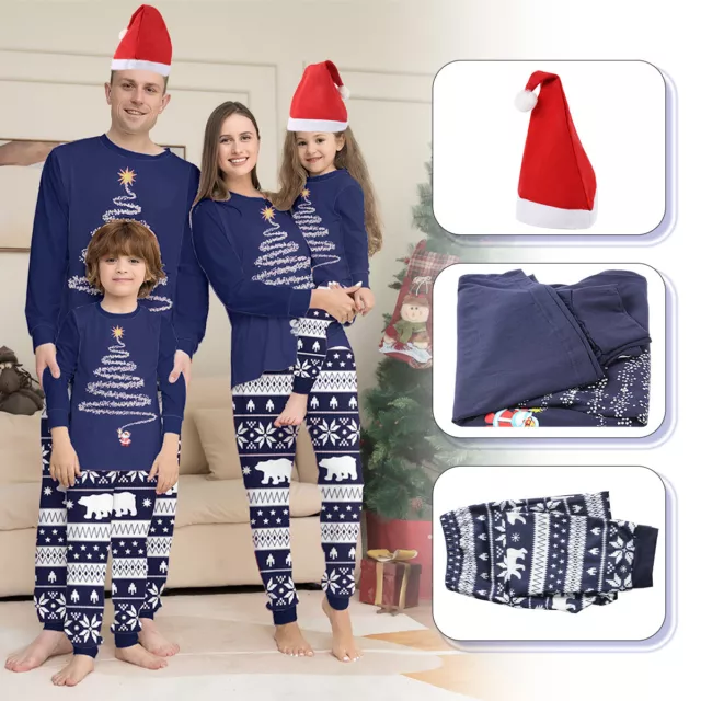 Christmas Family Matching Pyjamas Adult Kids Nightwear Sleepwear Pjs Set Xmas UK