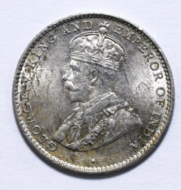 1924, Ceylon, 10 Cent, George V, Silver, VF, KM# 104a, Lot [763]