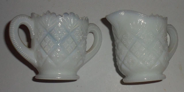 Vintage Westmoreland White Milk Glass Mini Cream and Sugar  Set - 2”Tall