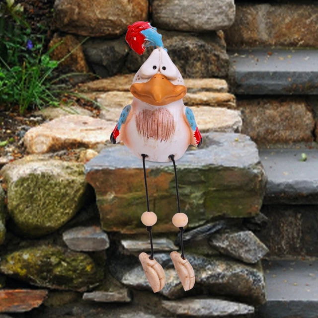 Kunstharz-Garten-Huhn-Statue Art Farm Dumb Chicken Sculpture Ornament Decor (rot