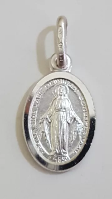 925 solid Sterling Silver 15x10mm Virgin Mary Miraculous Medal Pendant, 2 sides