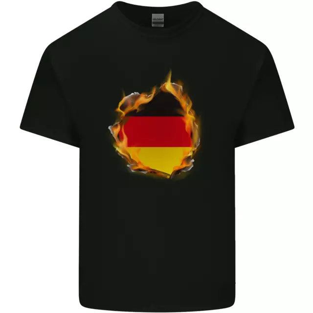 The German Flag Fire Effect Germany Mens Cotton T-Shirt Tee Top