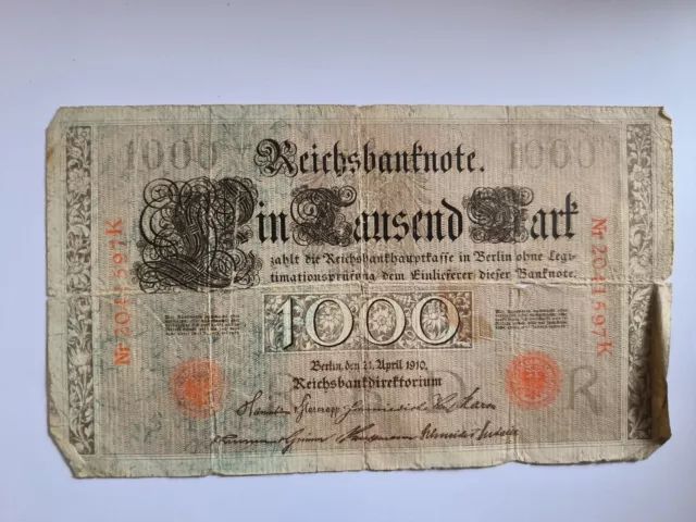 1000 Mark 1910   (K)    Reichsbanknote  Ein Tausend Mark