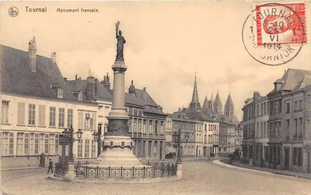 Cpa Belgique Tournai Monument Francais