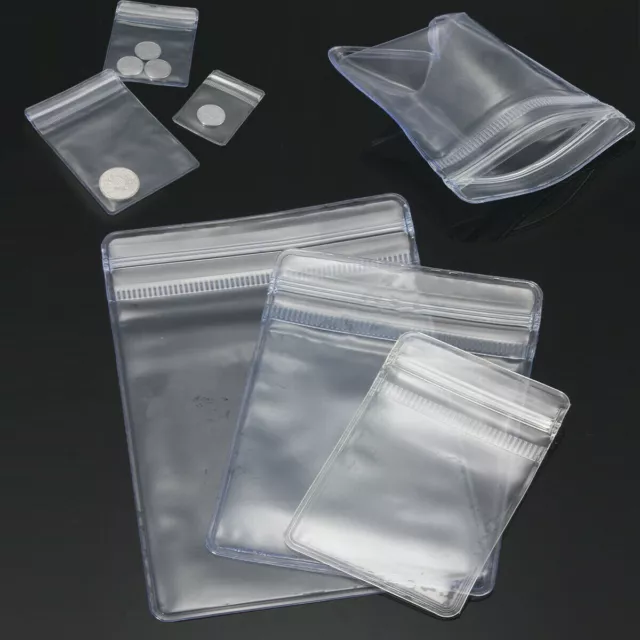 100X STRONG Thick Grip Resealable Zip Lock Bags Self Seal Clear Plastic Poly Bag