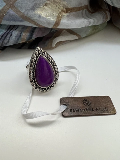 SAMANTHA WILLS MINI BB Ring Bohemian Bardot White Howlite Silver M
