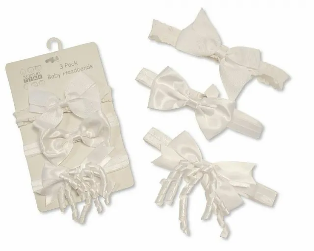 Baby Headbands 3 Pack Girls Lace Satin Bow Hair Bands by Nursery Time