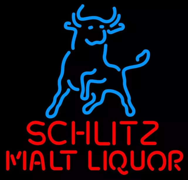 10" Vivid Schlitz Malt Liquor Bull Neon Sign Light Lamp Beer Bar Wall Decor Room