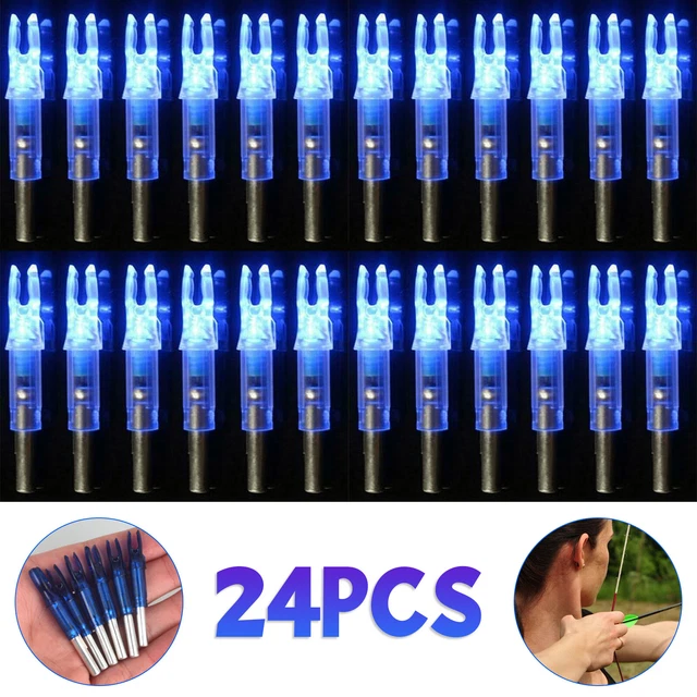24PCS Blue LED Lighted Shooting Nocks Archery Arrows Arrow Nock Tail 6.2mm US
