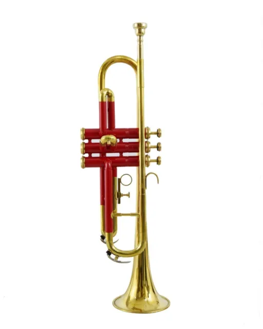 SALE BRAND NEW RED Golden Brass Bb flat Trumpet With Free Case+MOUTHPIECE