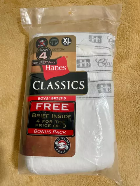 TALLA XL 18-20 Hanes Classics Calzoncillos Blancos Ropa Interior 4 Pares