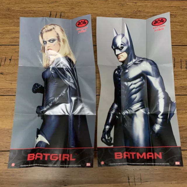 Batman & Robin Movie Widevision 1997 Fleer Mini Poster Insert Lot Of 2 Cv Jd