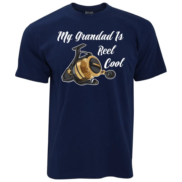 T-shirt da pesca cool da uomo My Grandad Is Reel festa del papà pun fiume mare