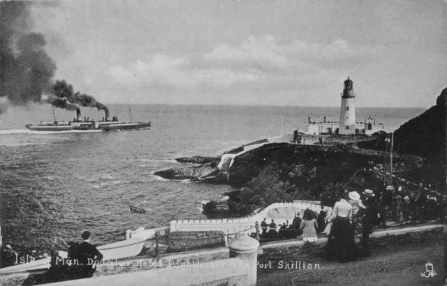 Douglas Head Lighthouse & Port Skillion Isle Of Man 1904 Moonlight Postcard