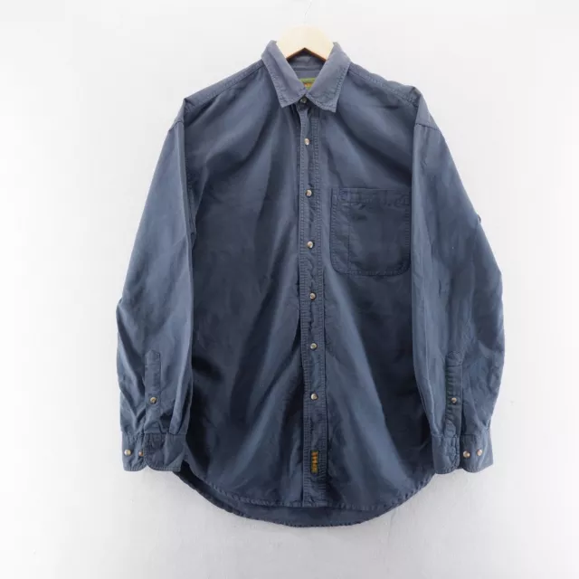 Vintage Timberland Mens Shirt Small Blue Button Up Long Sleeve Pocket Logo *