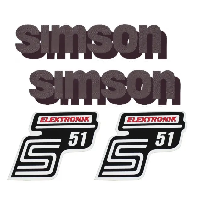 Set of stickers Simson S51 B white/black for tank and side cover