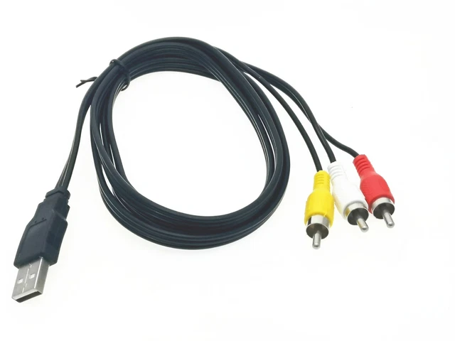 1x USB Type A Male to 3 RCA AV Audio Video LCD TV Adapter Lead Cable 1.5m
