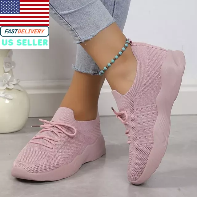 Womens Running Trainers Ladies Sneakers Slip On Walking Gym Comfy Fashion Shoes