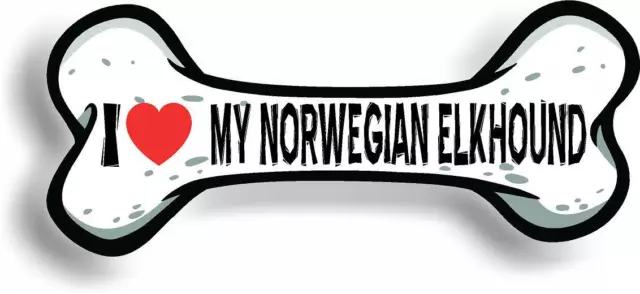 I Love My Norwegian Elkhound Car Magnet Bumper Sticker 3"x7"