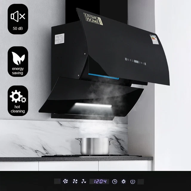 MODERN 90CM BLACK Angled Cooker Hood Kitchen Extraction Fan Extractor