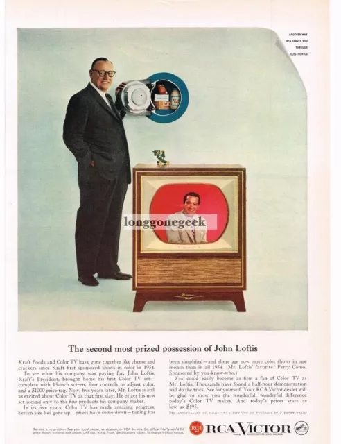 1959 RCA VICTOR Color TV John Loftis President of Kraft Perry Como Vintage Ad