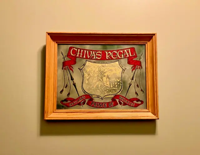 Vintage Decor 1970’s Chivas Regal Scotland Mirror Pub Bar Sparkle Sign