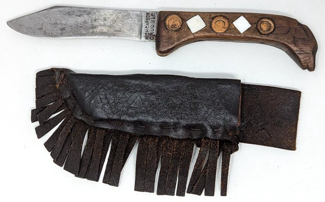 Vintage High Carbon Crucible Native American Indian Fur Trade Knife Sheath CU23