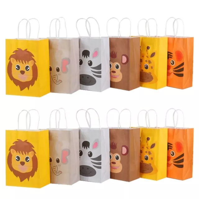 6/12Pcs Storage Paper Gift Bags  Kids Animal Party Supplies