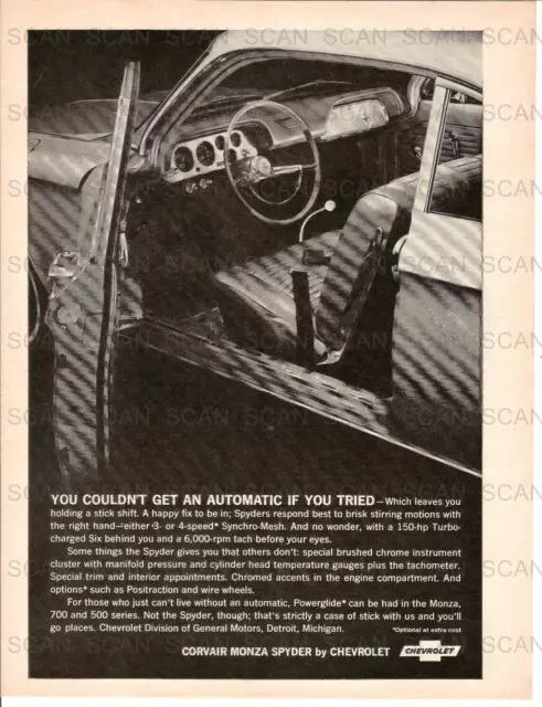 1964 Chevrolet Corvair Monza Spyder Vintage Magazine Ad