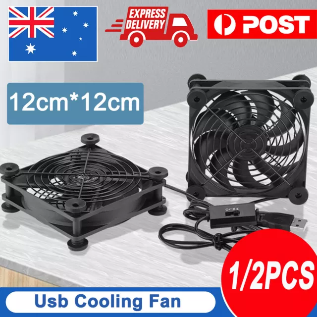 1/2pc 120mm Usb Cooling Fan Silent Fan Computer Case Pc Cpu Case Dc 5v Office AU