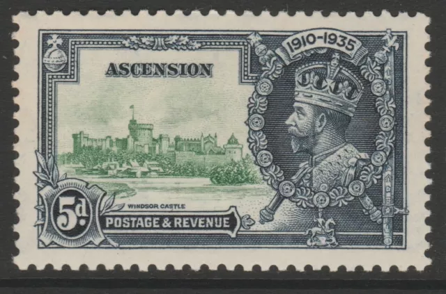 Ascension MINT sg33 GV 1935 silver jubilee 5d green & indigo MNH