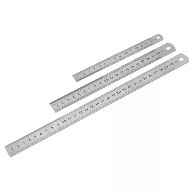 Stahllineal-Set 15, 20 und 30 cm, Werkstattlineal, Metall-Lineal, 3 Stück