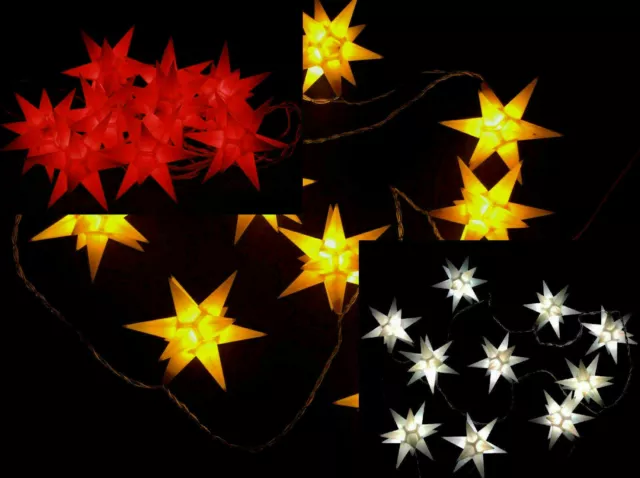 LED Lichterkette mit 10 Sternen in 3D, Außenstern, Weihnachtsstern, Sternenkette
