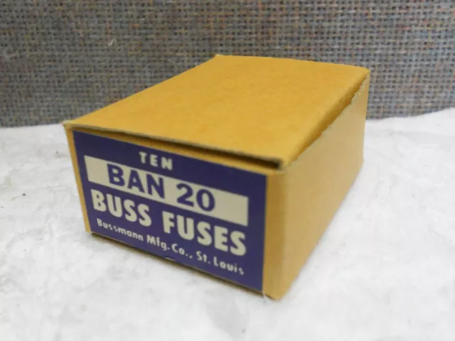 Box Of 10 Of Cooper Bussmann Buss Fuses Ban-20 New Ban20