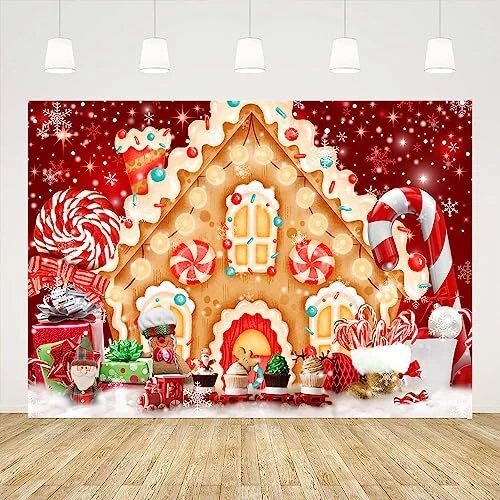 10x7ft Christmas Gingerbread House Backdrop for Photography Winter Merry Xmas