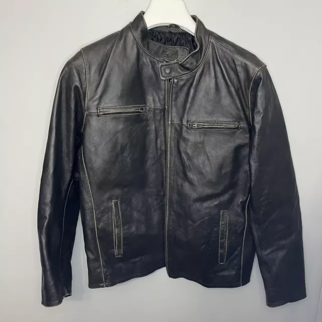 MERONA LEATHER BOMBER Vintage Jacket Mens Medium Motorcycle Insulated ...