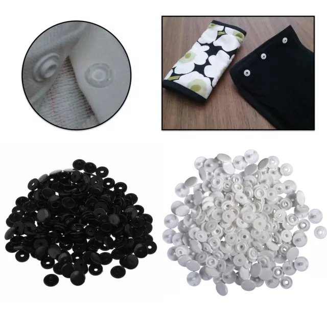 50-1000pcs KAM Snaps Popper Fastener Plastic Stud Button Black Clear White T3 T5