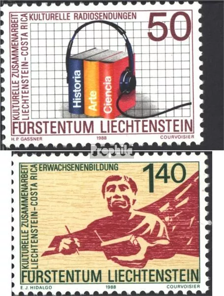 Liechtenstein 945-946 First Day Cover II con Costa Rica 1347-1348 1988 European.