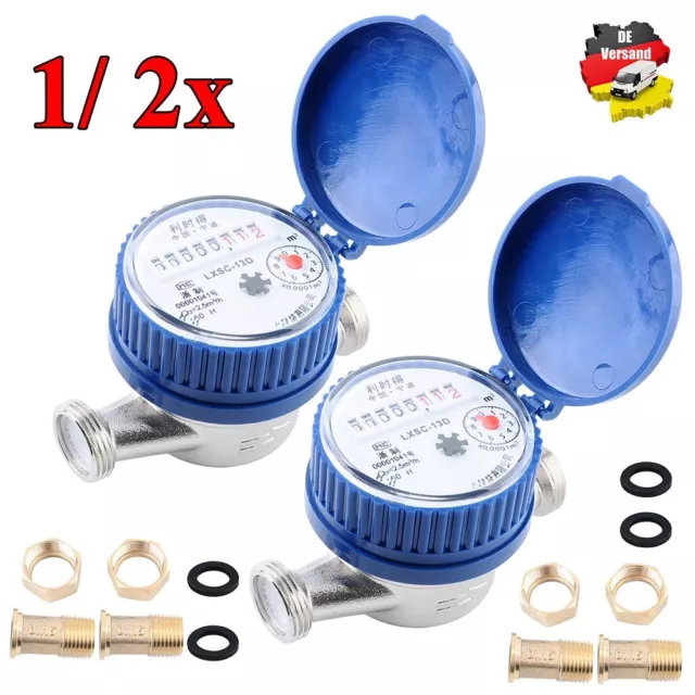 1/2" Kaltwasserzähler Wasserzähler Garten Wasseruhr Kaltwasser mit Zubehör DHL