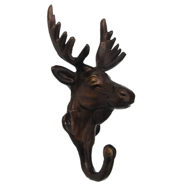 rustic CAST IRON DEER antler BUCK Elk Antlers WALL HOOK towel rack coat hooks