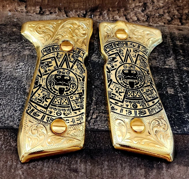 EL CENTENARIO MEXICAN premium grips cachas handmade Beretta 92fs 9mm 24k gold $179.00