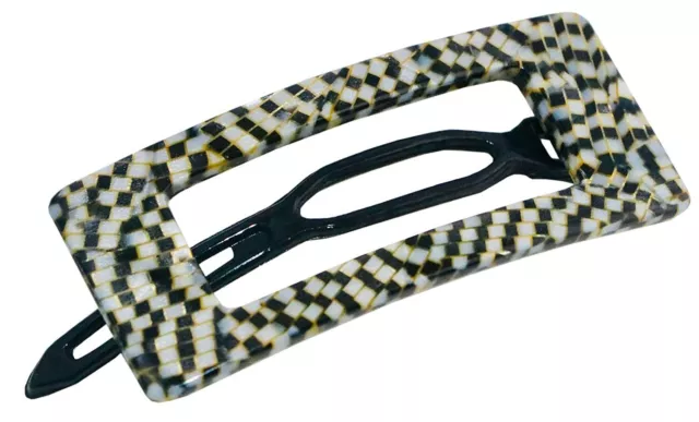 French Amie Rectangular Framed Opera Handmade Metal Free Hair Barrette