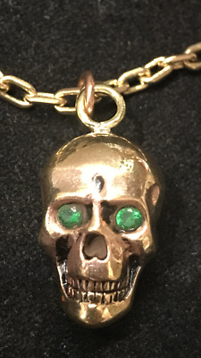 1940s 50s Heavy 2 Sided Skull Copper Or Gold Plated Option With Chain Vintage