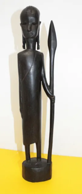 African Statue Ebony Wood Carved Male Statue Tanzania 15¼"