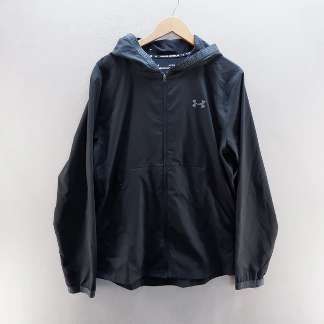 Giacca da pista Under Armour grande logo con cappuccio nero cerniera intera manica lunga uomo