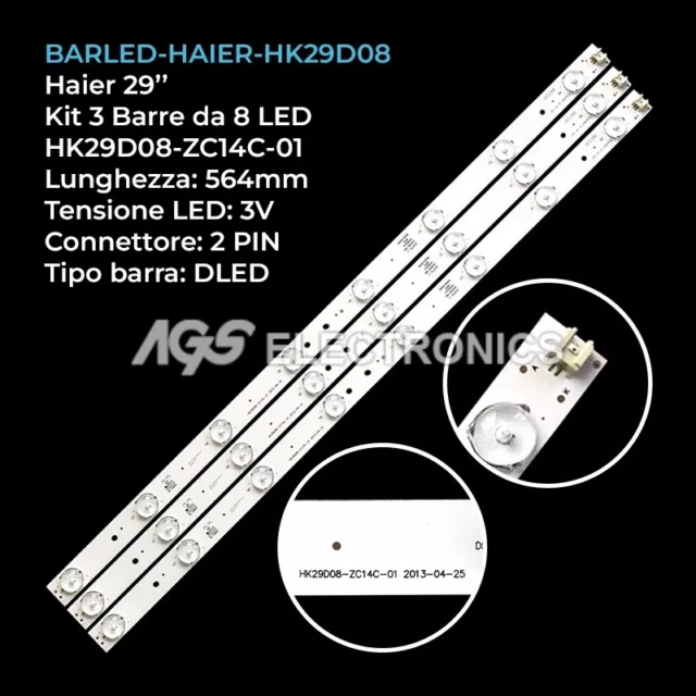 Kit 3 Barre Strip Led Tv Haier Bmtchk29D08-Zc14C-01 Le29G690C V290Bj1-Pe1