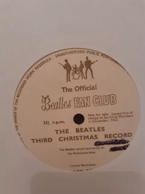 The Beatles - Third Christmas Record 7" flexi disc Fan Club 1965