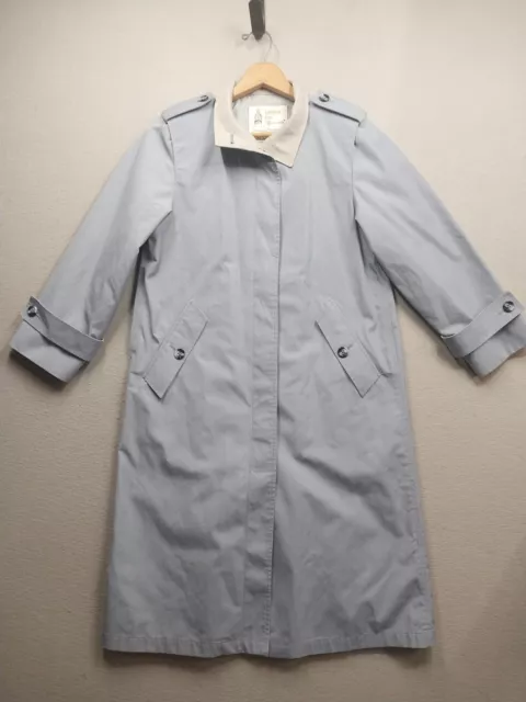 London Fog Maincoats Womens 4P Baby Blue Long Trench Coat Jacket Lightweight