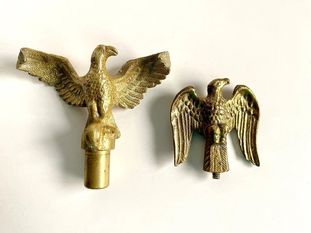 Lot of 2 Vintage Brass Eagle Flag Pole Topper Finials- 1 lb 1.5 oz-READ